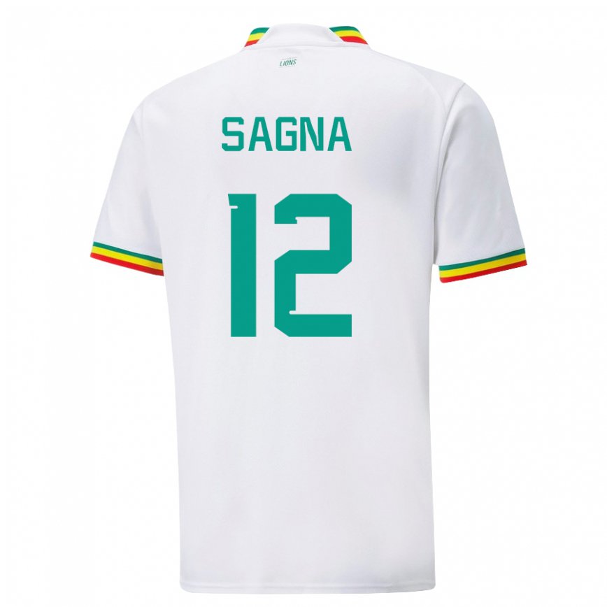 Hombre Camiseta Senegal Safietou Sagna #12 Blanco 1ª Equipación 22-24