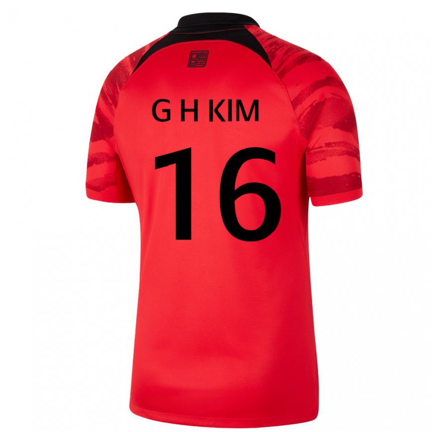 Hombre Camiseta Corea Del Sur Kim Gyeong Hwan #16 Negro Rojo 1ª Equipación 22-24