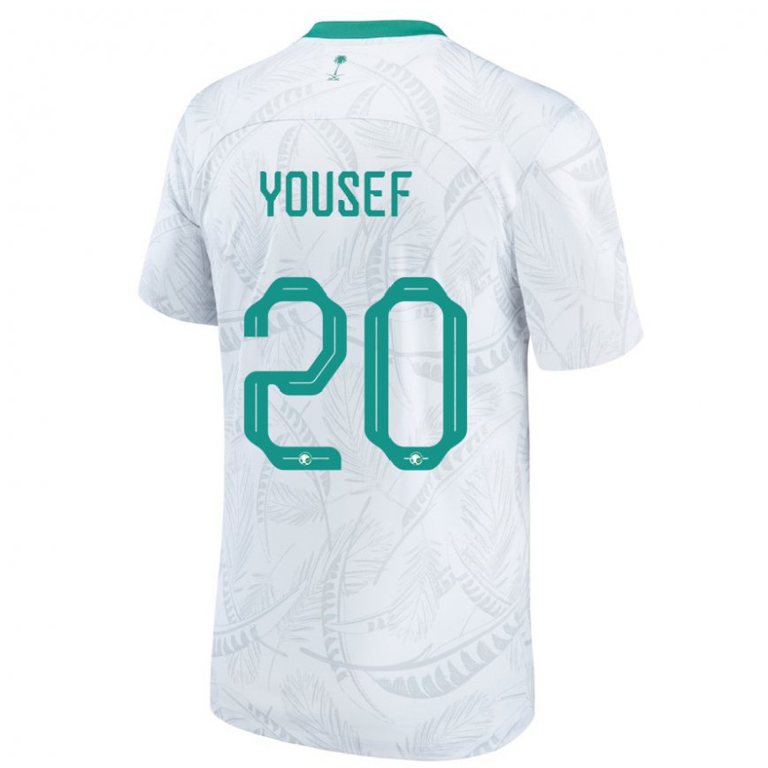 Hombre Camiseta Arabia Saudita Fares Yousef #20 Blanco 1ª Equipación 22-24