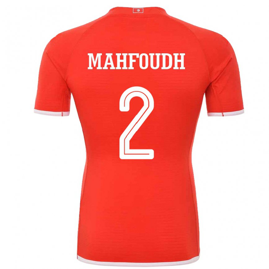 Hombre Camiseta Túnez Dhikra Mahfoudh #2 Rojo 1ª Equipación 22-24