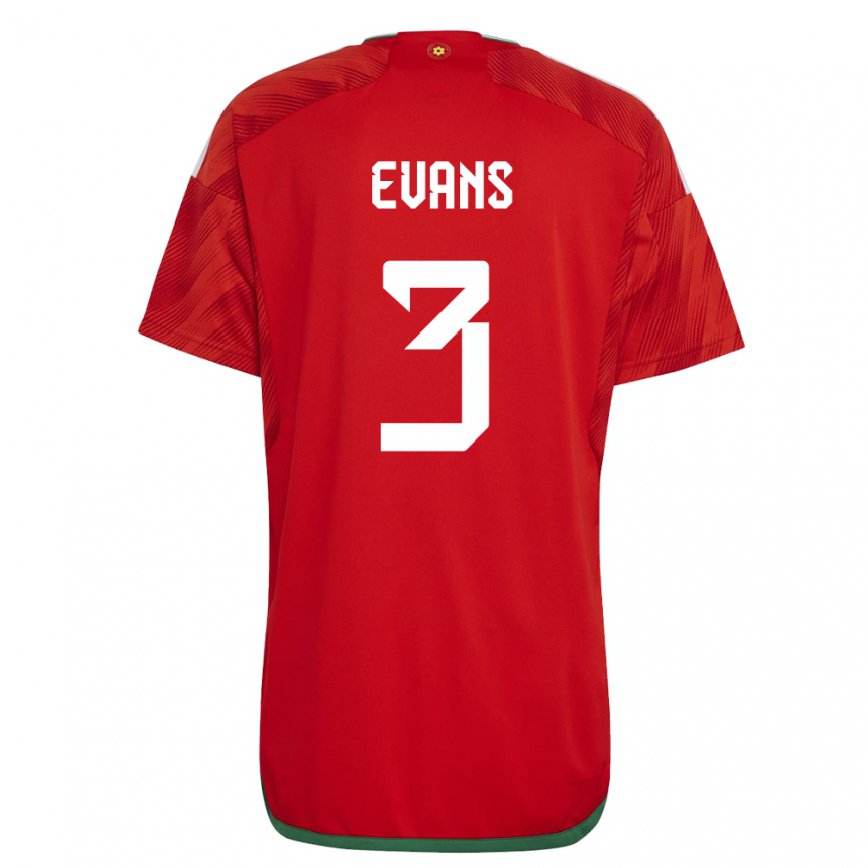 Hombre Camiseta Gales Gemma Evans #3 Rojo 1ª Equipación 22-24