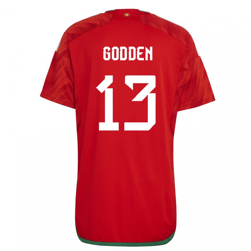 Hombre Camiseta Gales Scott Godden #13 Rojo 1ª Equipación 22-24