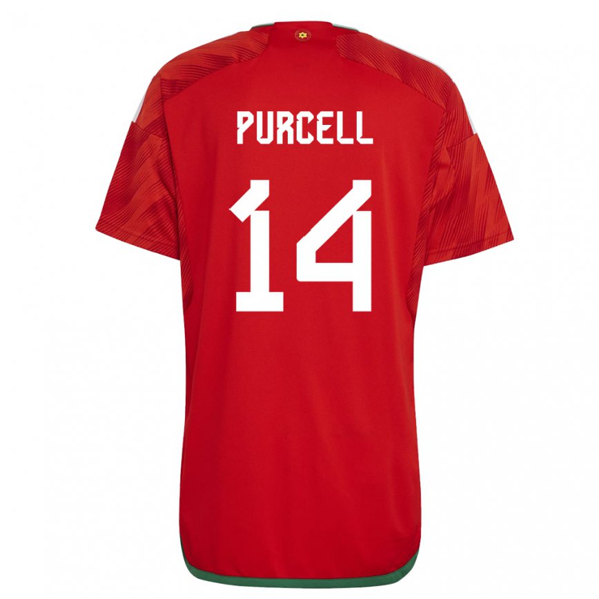 Hombre Camiseta Gales Benjamin Purcell #14 Rojo 1ª Equipación 22-24