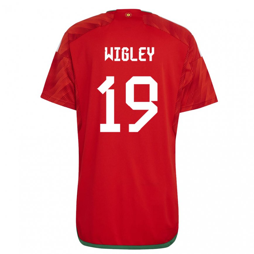 Hombre Camiseta Gales Morgan Wigley #19 Rojo 1ª Equipación 22-24