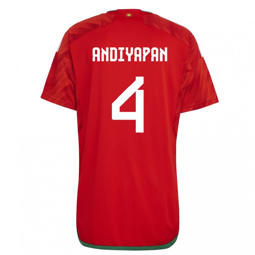 Hombre Camiseta Gales William Andiyapan #4 Rojo 1ª Equipación 22-24