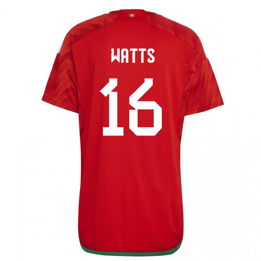 Hombre Camiseta Gales Daniel Watts #16 Rojo 1ª Equipación 22-24