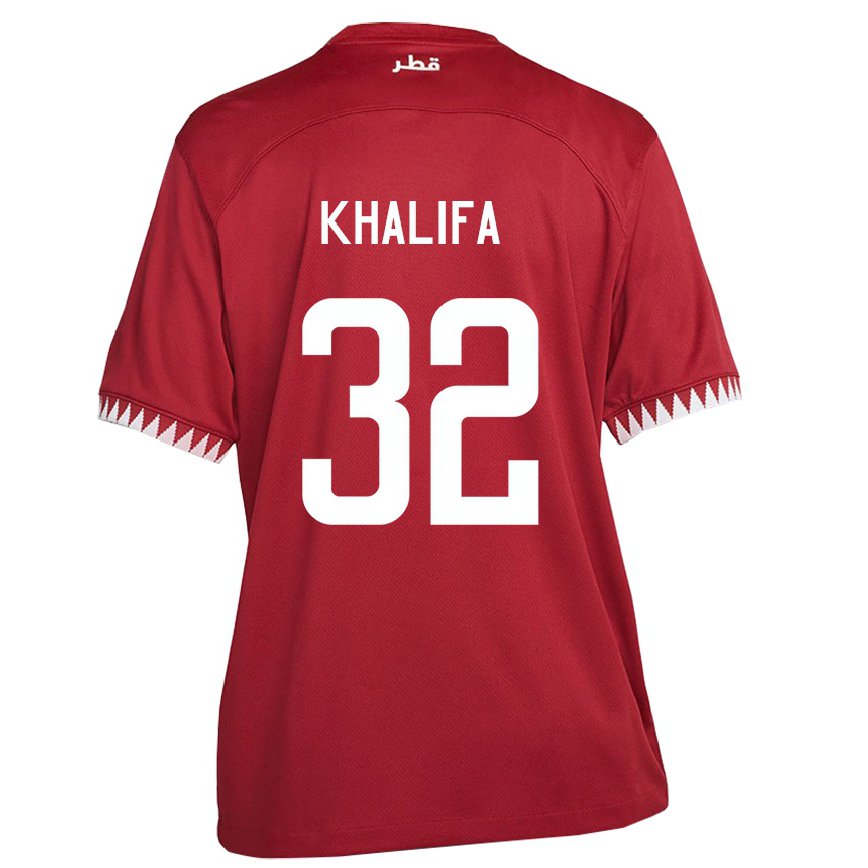 Hombre Camiseta Catar Duana Khalifa #32 Granate 1ª Equipación 22-24