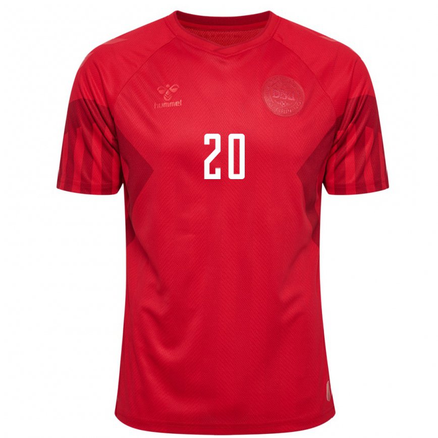 Hombre Camiseta Dinamarca Gustav Christensen #20 Rojo 1ª Equipación 22-24