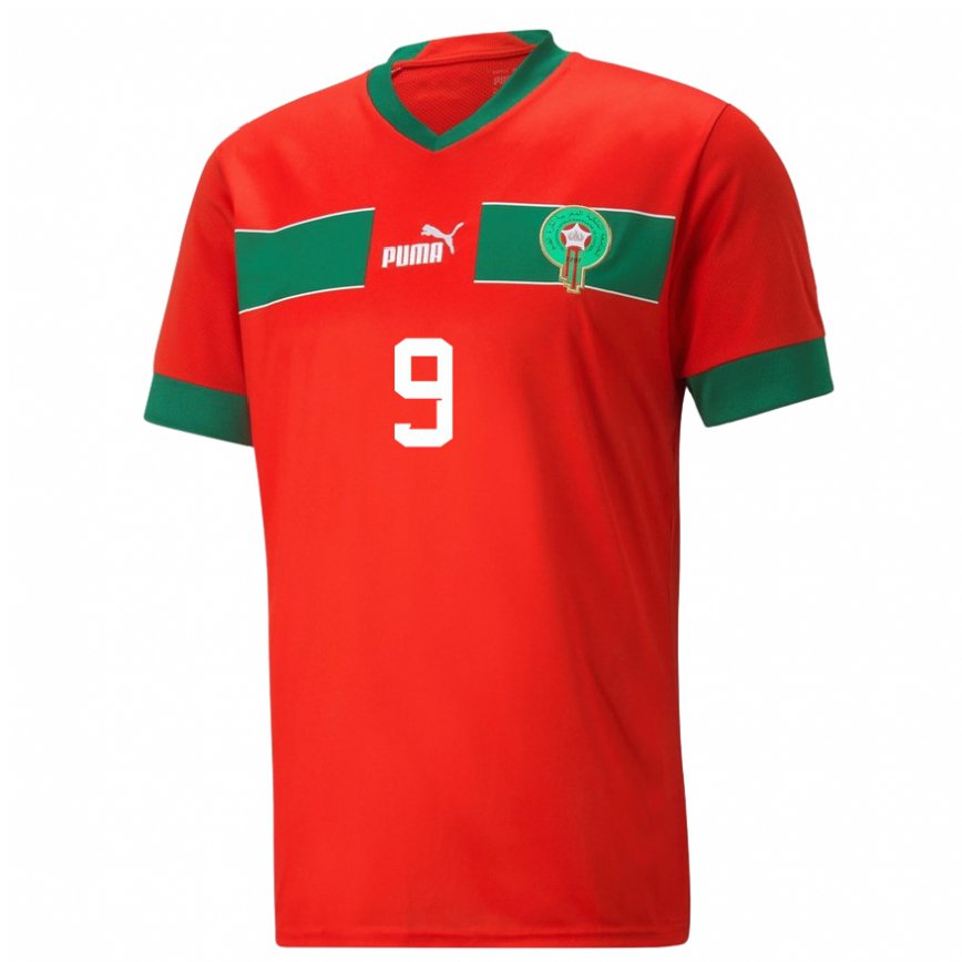 Hombre Camiseta Marruecos Ayoub Mouloua #9 Rojo 1ª Equipación 22-24