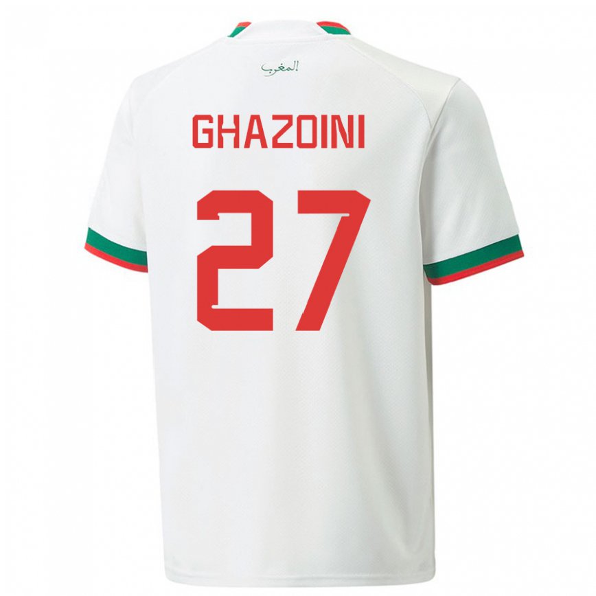 Hombre Camiseta Marruecos Amine Ghazoini #27 Blanco 2ª Equipación 22-24