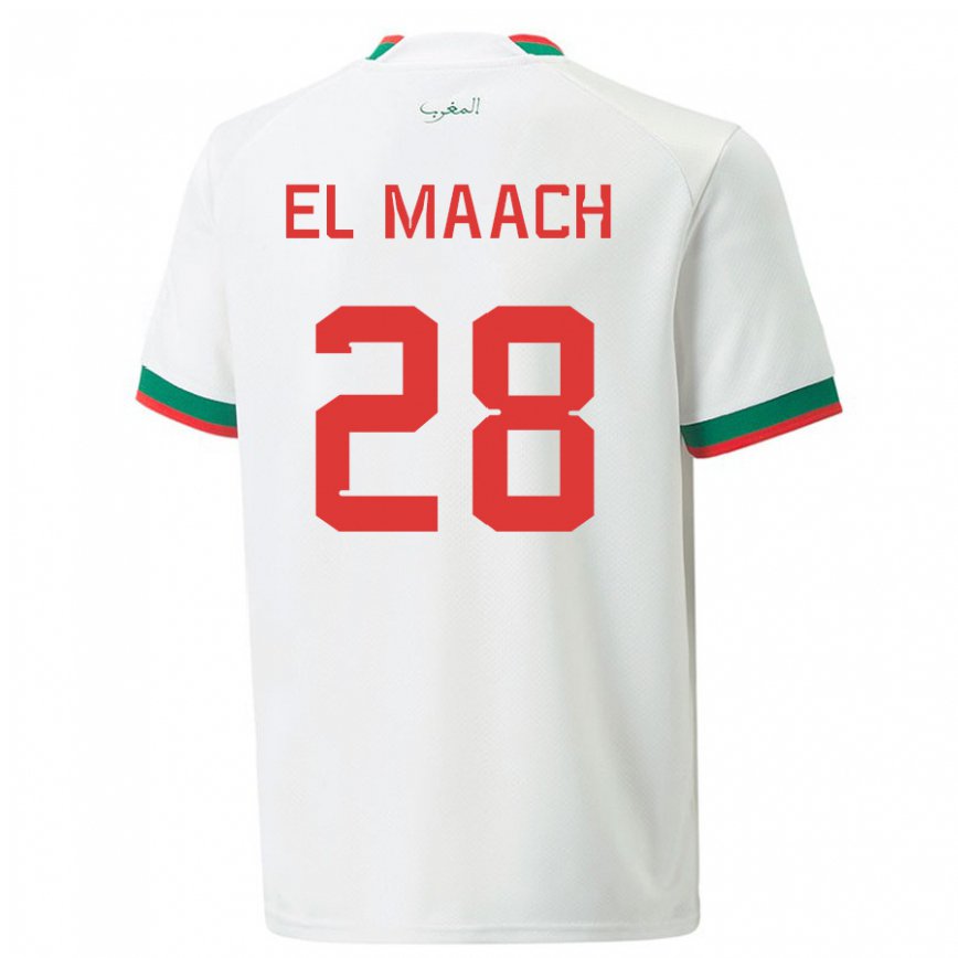 Hombre Camiseta Marruecos Fouad El Maach #28 Blanco 2ª Equipación 22-24