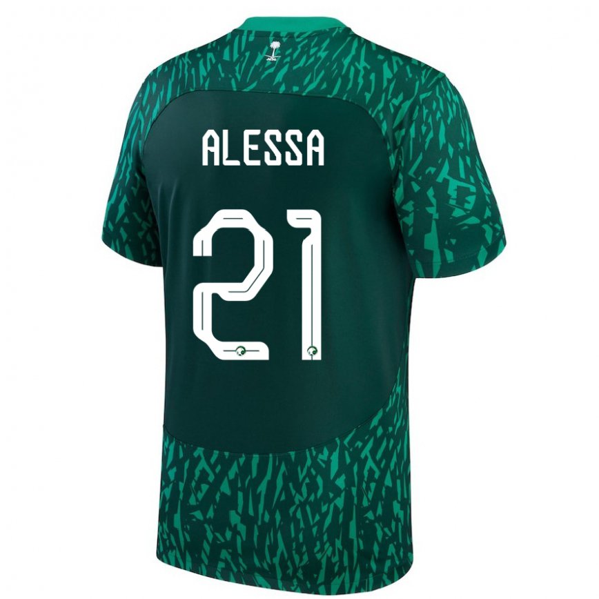 Hombre Camiseta Arabia Saudita Mohammed Alessa #21 Verde Oscuro 2ª Equipación 22-24