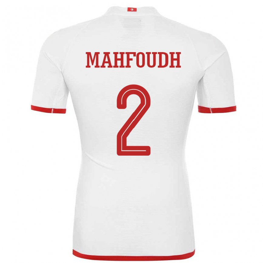 Hombre Camiseta Túnez Dhikra Mahfoudh #2 Blanco 2ª Equipación 22-24