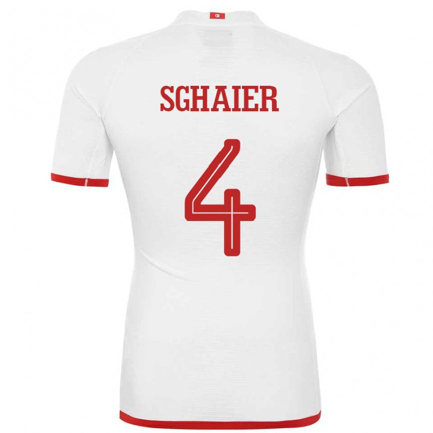 Hombre Camiseta Túnez Makrem Sghaier #4 Blanco 2ª Equipación 22-24