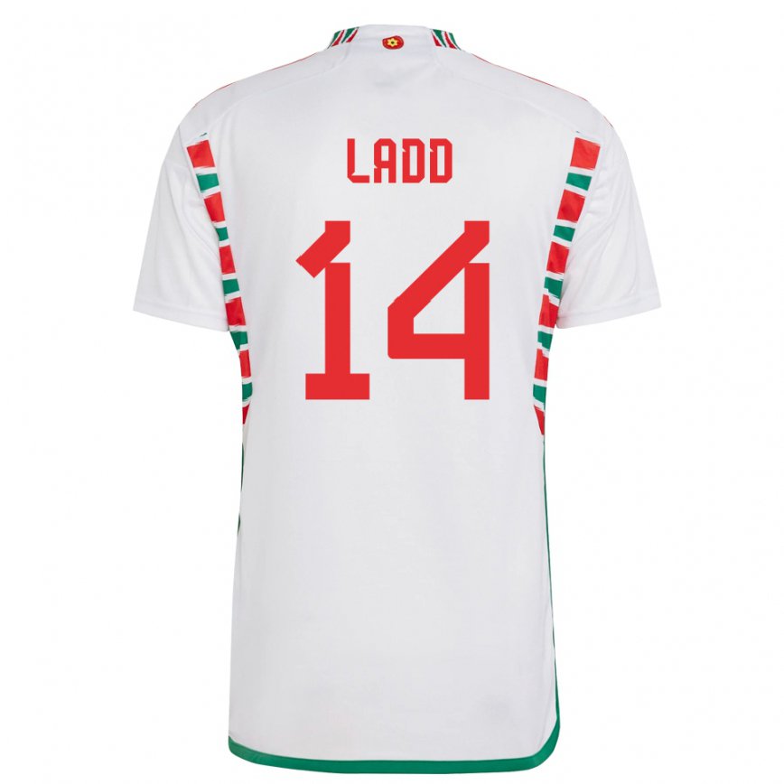 Hombre Camiseta Gales Hayley Ladd #14 Blanco 2ª Equipación 22-24