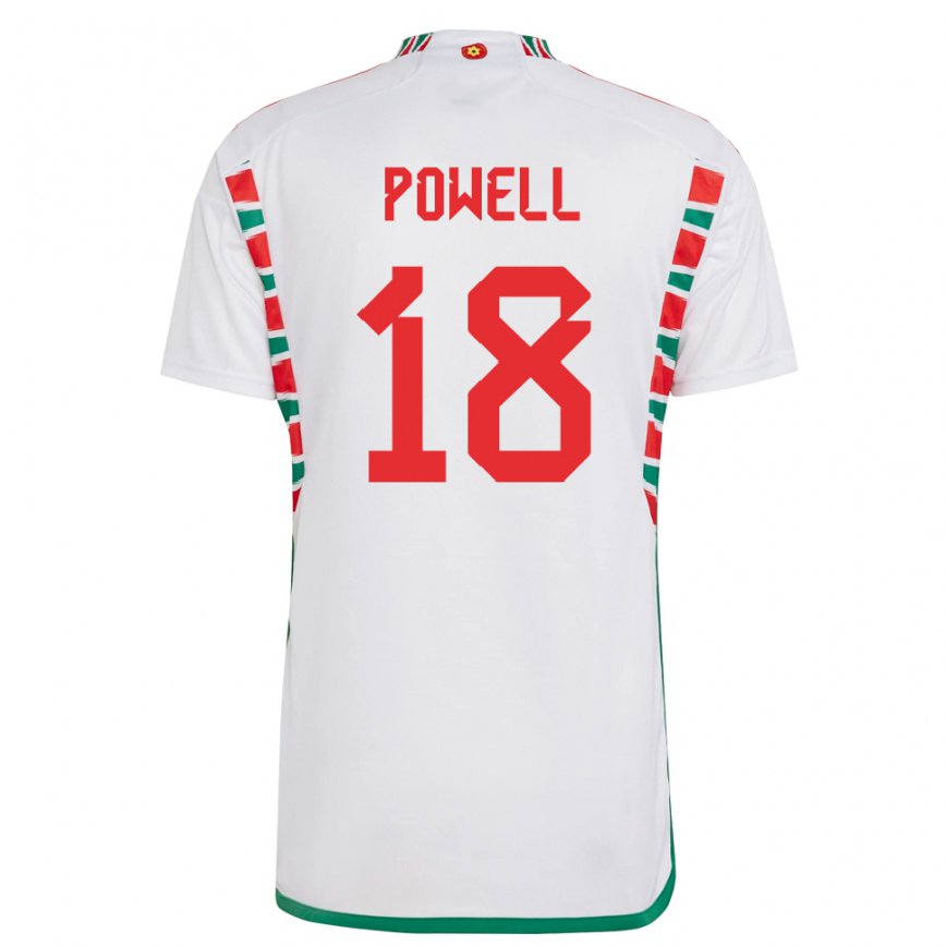 Hombre Camiseta Gales Ella Powell #18 Blanco 2ª Equipación 22-24