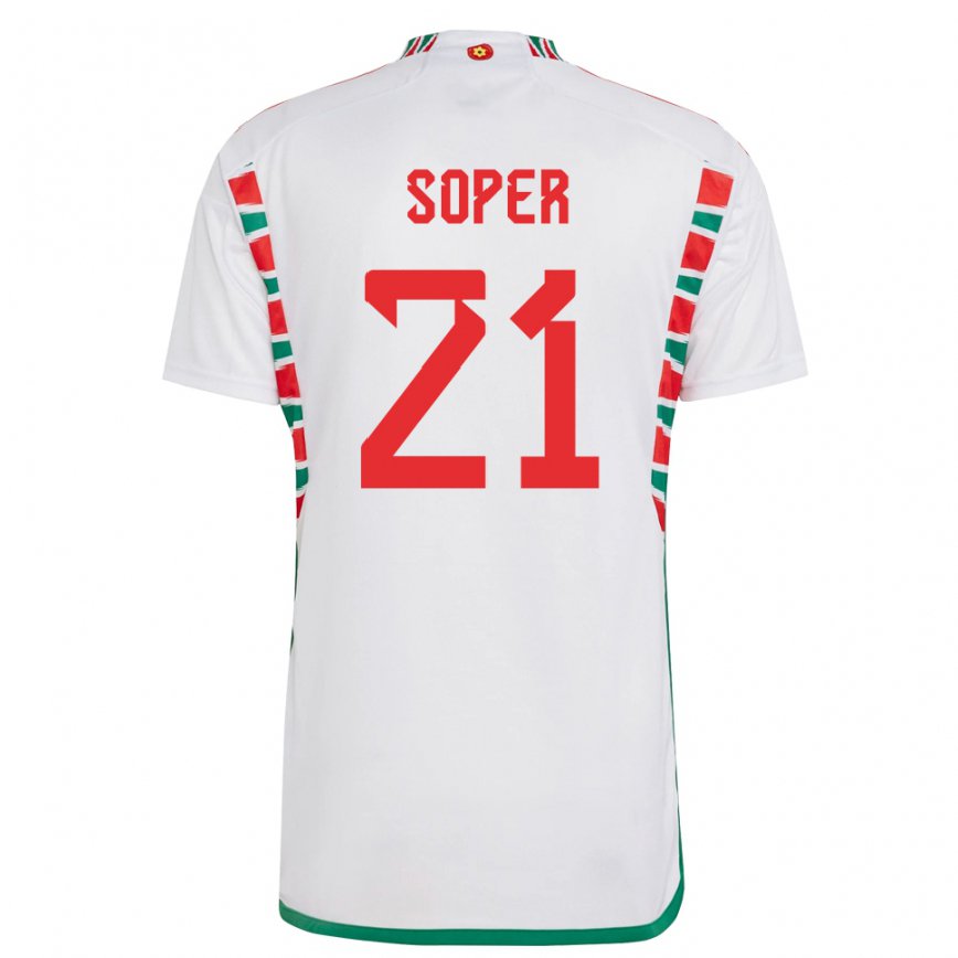 Hombre Camiseta Gales Poppy Soper #21 Blanco 2ª Equipación 22-24