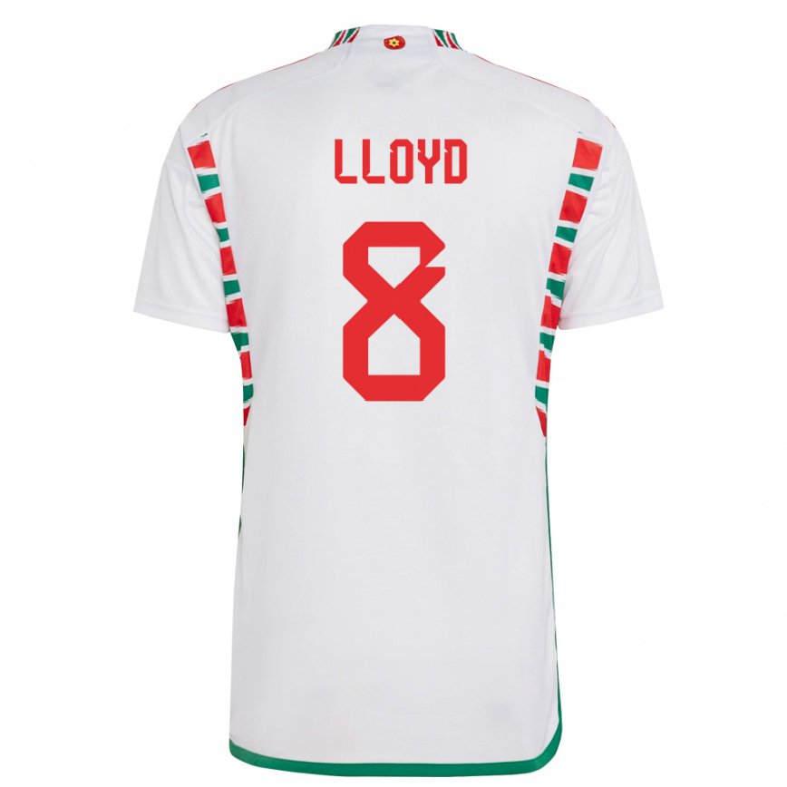 Hombre Camiseta Gales Ben Lloyd #8 Blanco 2ª Equipación 22-24