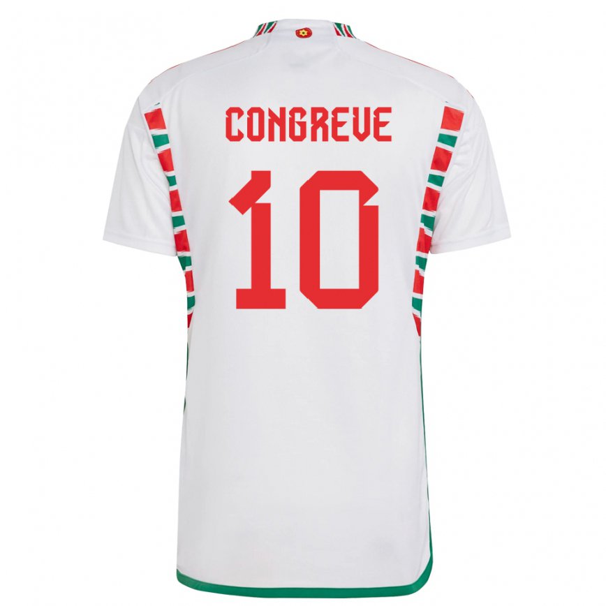 Hombre Camiseta Gales Cameron Congreve #10 Blanco 2ª Equipación 22-24