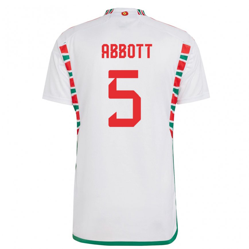 Hombre Camiseta Gales George Abbott #5 Blanco 2ª Equipación 22-24