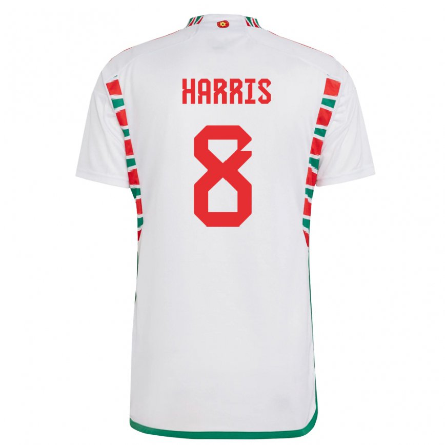 Hombre Camiseta Gales Luke Harris #8 Blanco 2ª Equipación 22-24