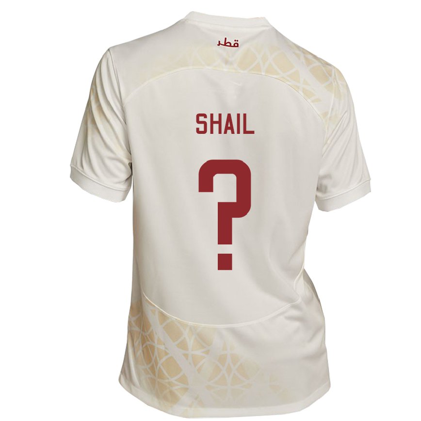 Hombre Camiseta Catar Ahmad Shail #0 Beis Dorado 2ª Equipación 22-24