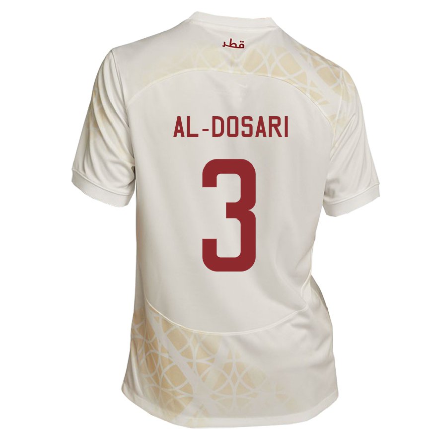 Hombre Camiseta Catar Dana Al Dosari #3 Beis Dorado 2ª Equipación 22-24