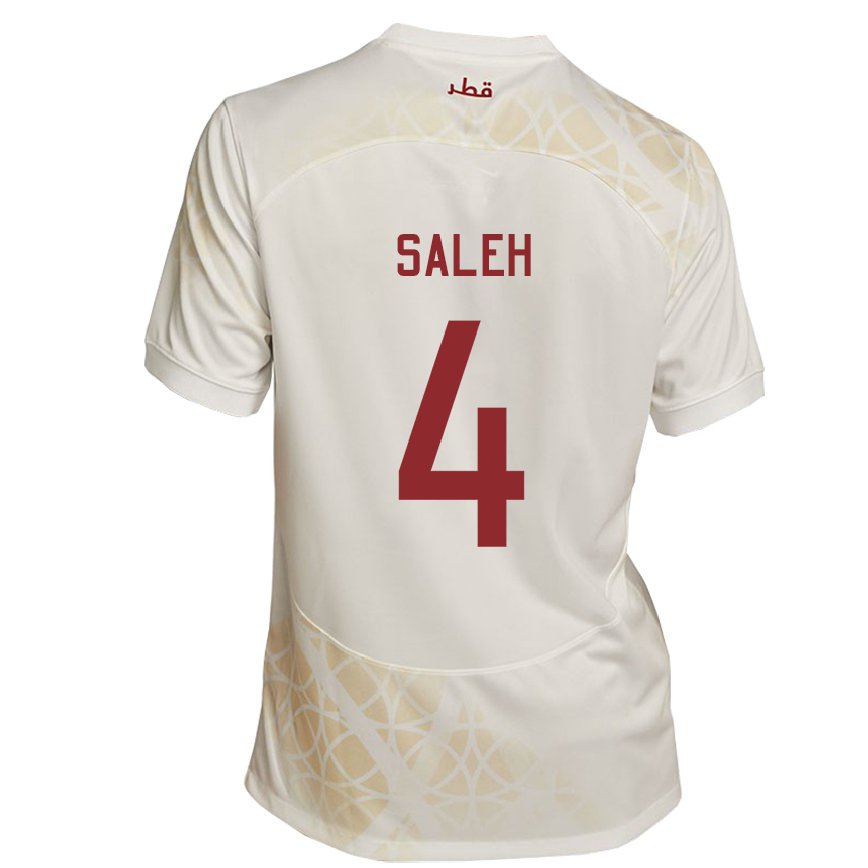 Hombre Camiseta Catar Hagar Saleh #4 Beis Dorado 2ª Equipación 22-24