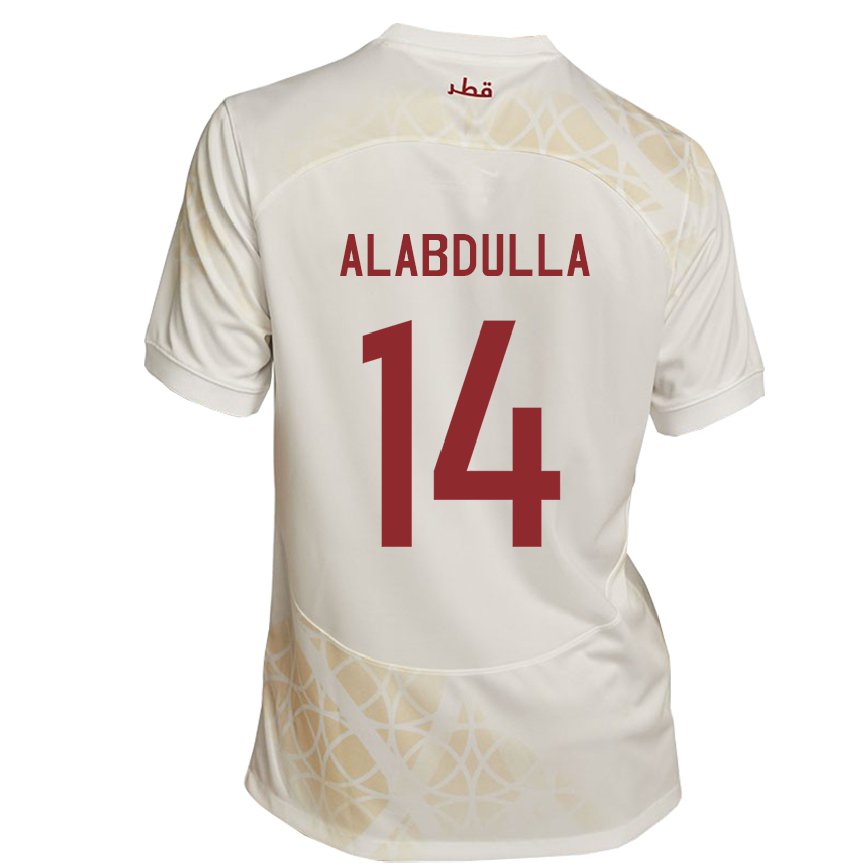 Hombre Camiseta Catar Moudhi Alabdulla #14 Beis Dorado 2ª Equipación 22-24