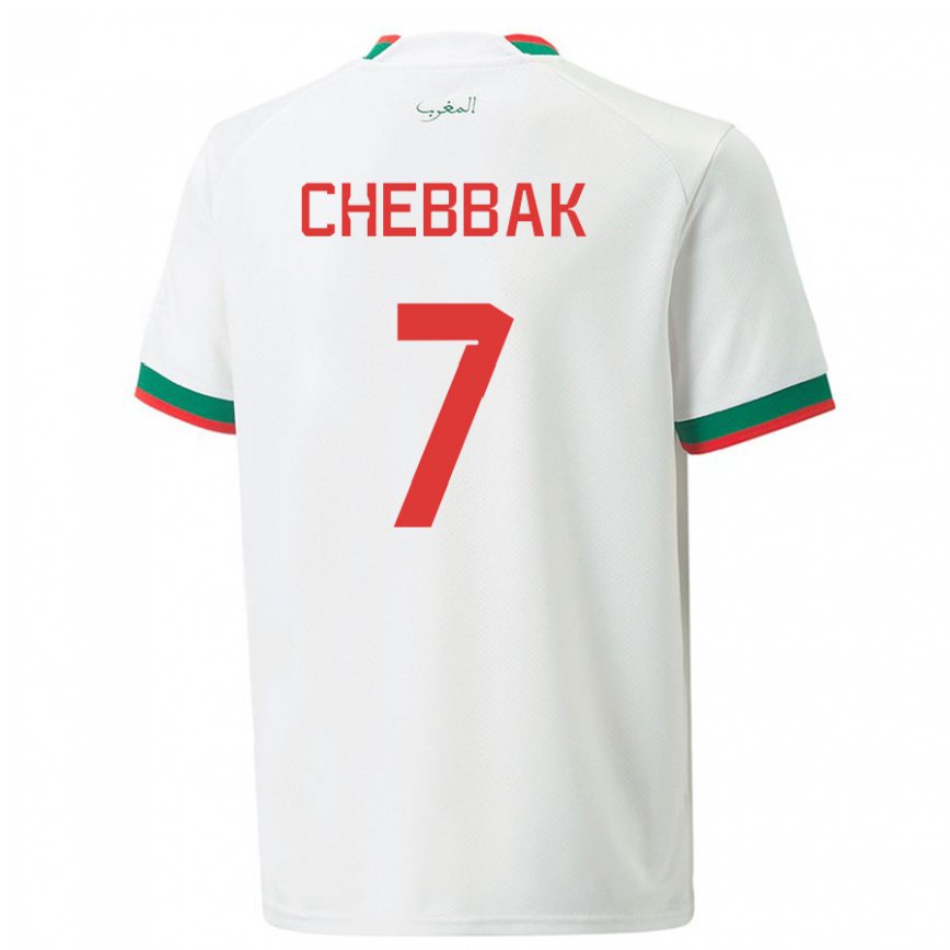 Hombre Camiseta Marruecos Ghizlane Chebbak #7 Blanco 2ª Equipación 22-24