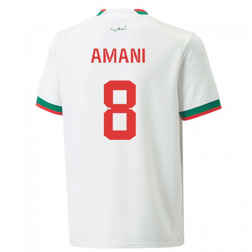 Hombre Camiseta Marruecos Salma Amani #8 Blanco 2ª Equipación 22-24