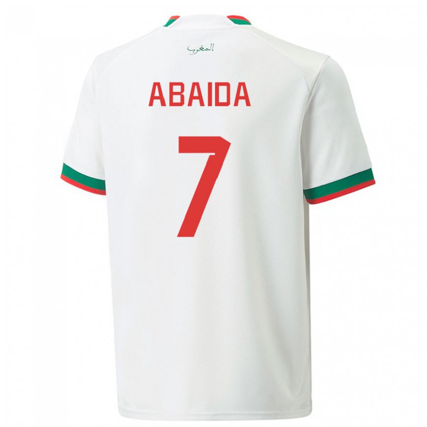 Hombre Camiseta Marruecos Haitam Abaida #7 Blanco 2ª Equipación 22-24
