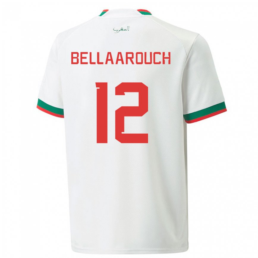 Hombre Camiseta Marruecos Alaa Bellaarouch #12 Blanco 2ª Equipación 22-24