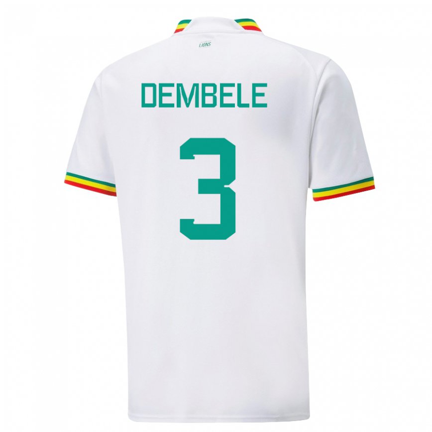 Mujer Camiseta Senegal Anta Dembele #3 Blanco 1ª Equipación 22-24