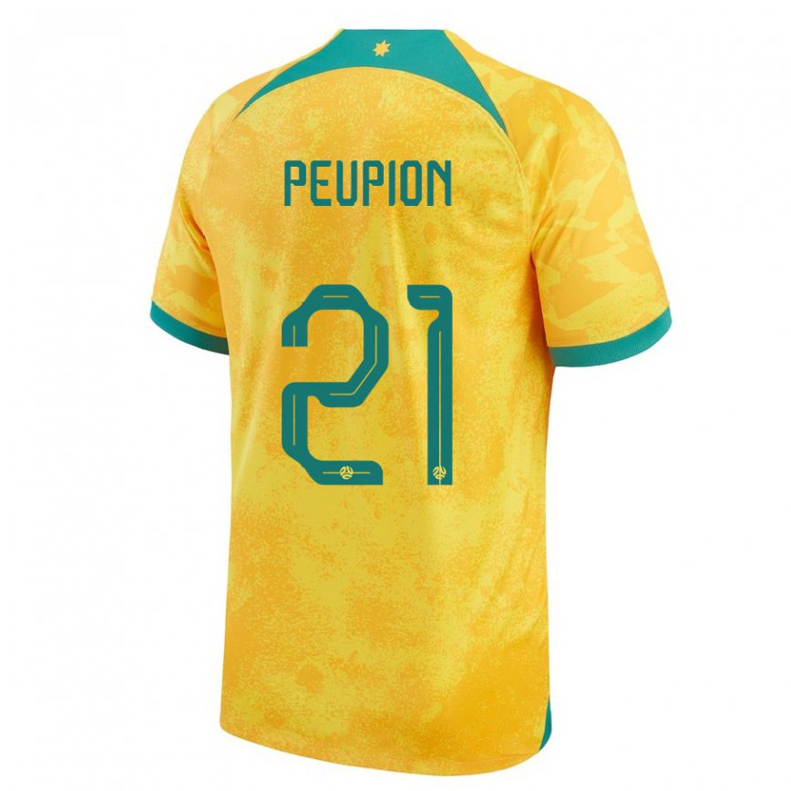 Mujer Camiseta Australia Cameron Peupion #21 Dorado 1ª Equipación 22-24