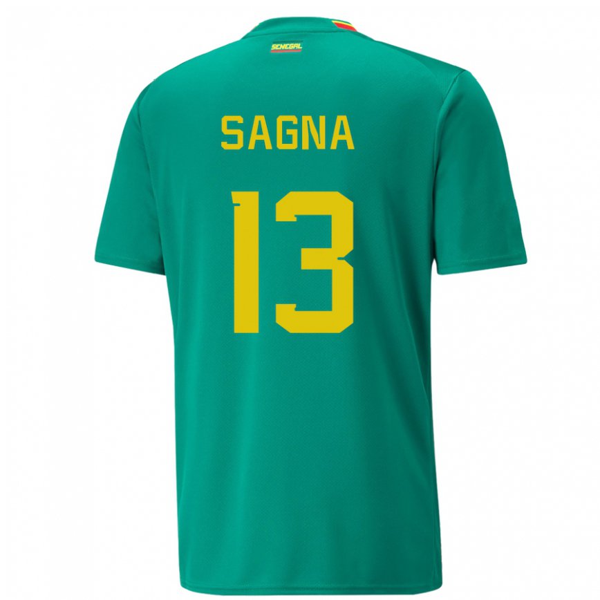 Mujer Camiseta Senegal Jeannette Sagna #13 Verde 2ª Equipación 22-24