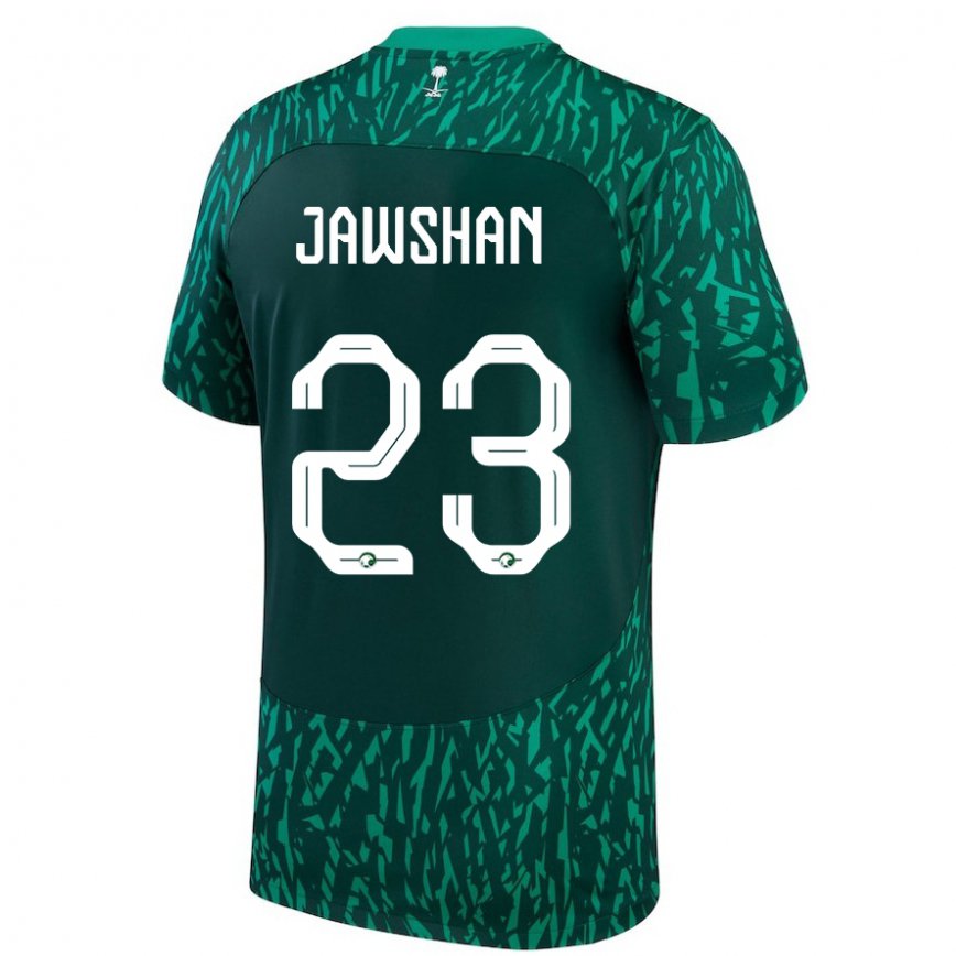 Mujer Camiseta Arabia Saudita Yazeed Jawshan #23 Verde Oscuro 2ª Equipación 22-24
