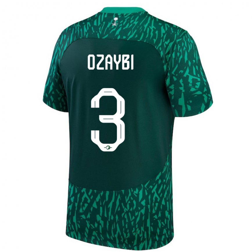 Mujer Camiseta Arabia Saudita Raed Ozaybi #3 Verde Oscuro 2ª Equipación 22-24