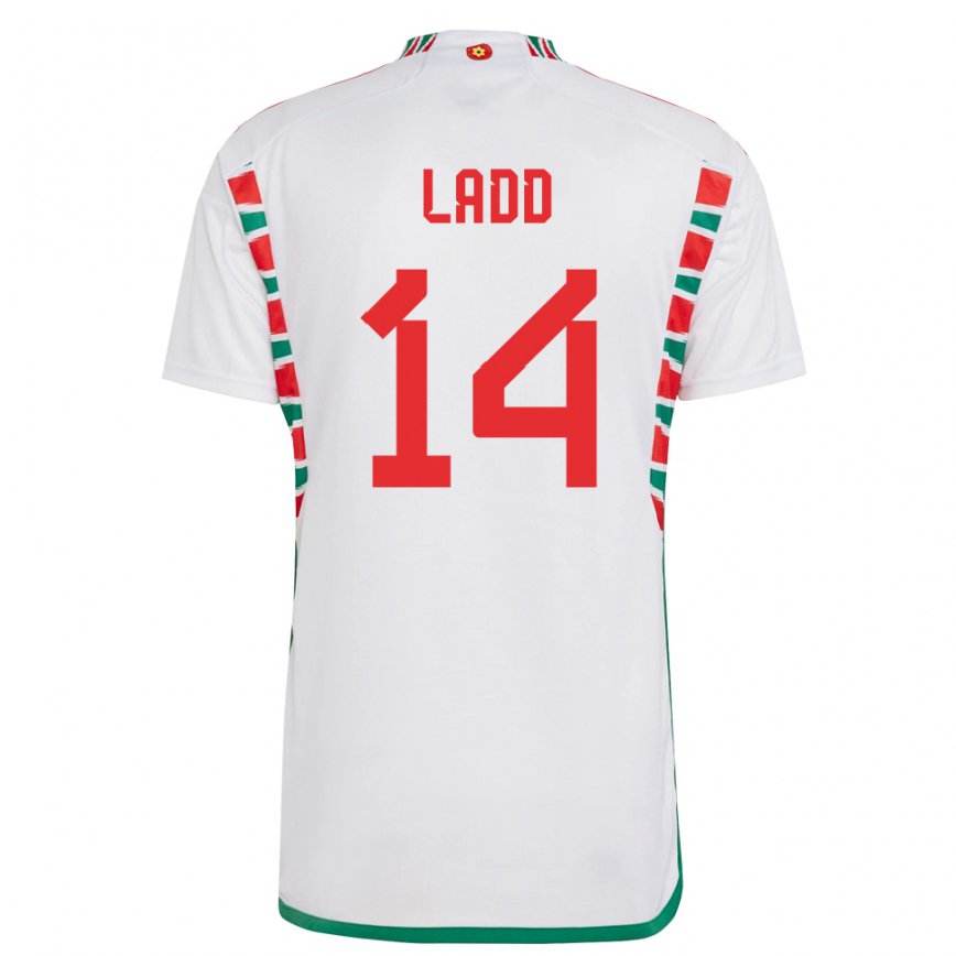 Mujer Camiseta Gales Hayley Ladd #14 Blanco 2ª Equipación 22-24