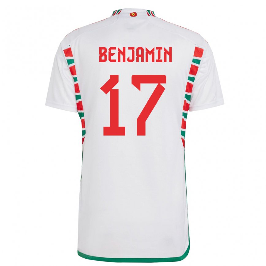 Mujer Camiseta Gales Omari Benjamin #17 Blanco 2ª Equipación 22-24