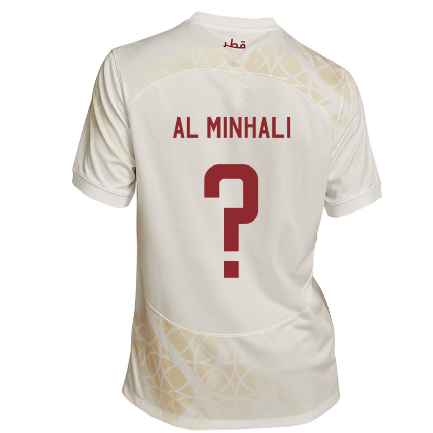 Mujer Camiseta Catar Ahmad Al Minhali #0 Beis Dorado 2ª Equipación 22-24