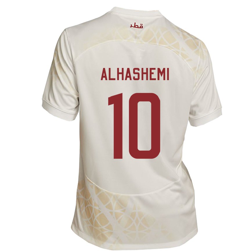 Mujer Camiseta Catar Suaad Alhashemi #10 Beis Dorado 2ª Equipación 22-24