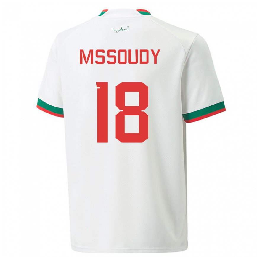 Mujer Camiseta Marruecos Sanaa Mssoudy #18 Blanco 2ª Equipación 22-24