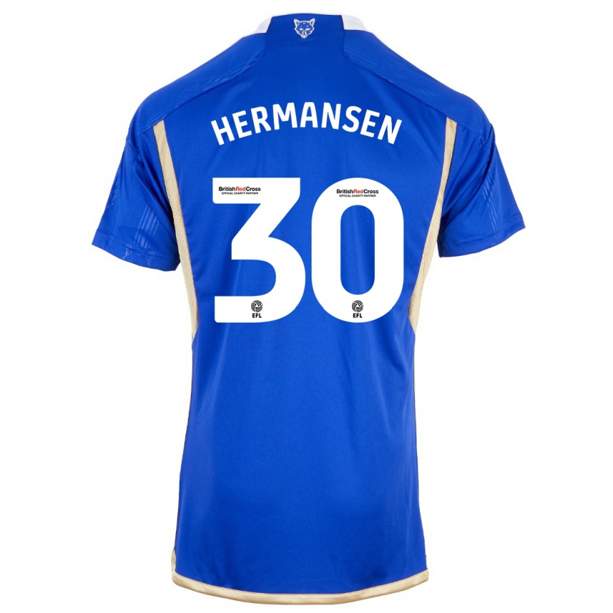 Niño Fútbol Camiseta Mads Hermansen #30 Azul 1ª Equipación 2023/24