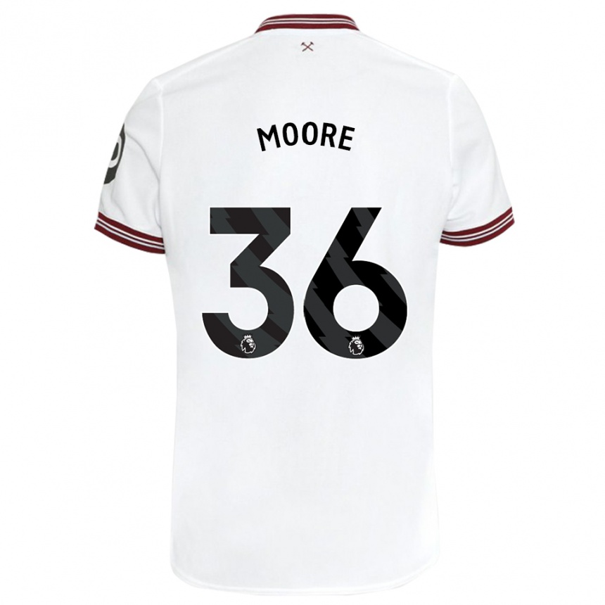 Niño Fútbol Camiseta Sean Moore #36 Blanco 2ª Equipación 2023/24