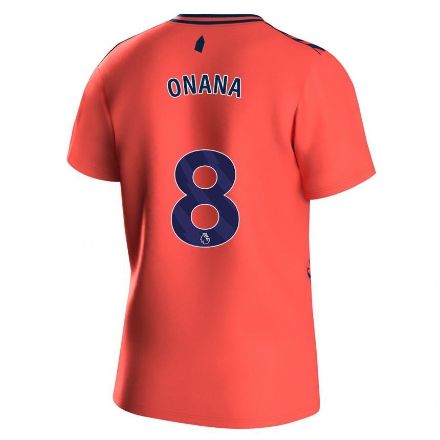 Niño Fútbol Camiseta Amadou Onana #8 Coralino 2ª Equipación 2023/24