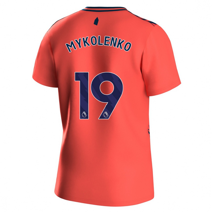 Niño Fútbol Camiseta Vitaliy Mykolenko #19 Coralino 2ª Equipación 2023/24