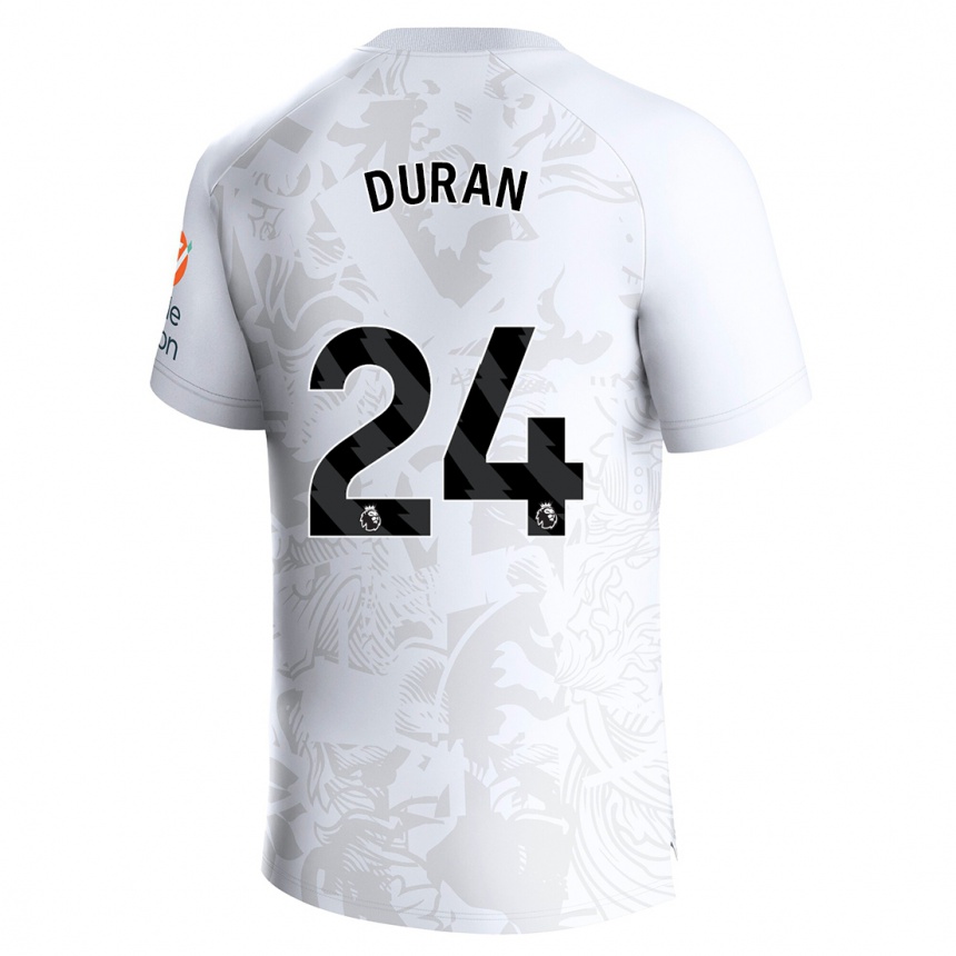 Niño Fútbol Camiseta Jhon Durán #24 Blanco 2ª Equipación 2023/24