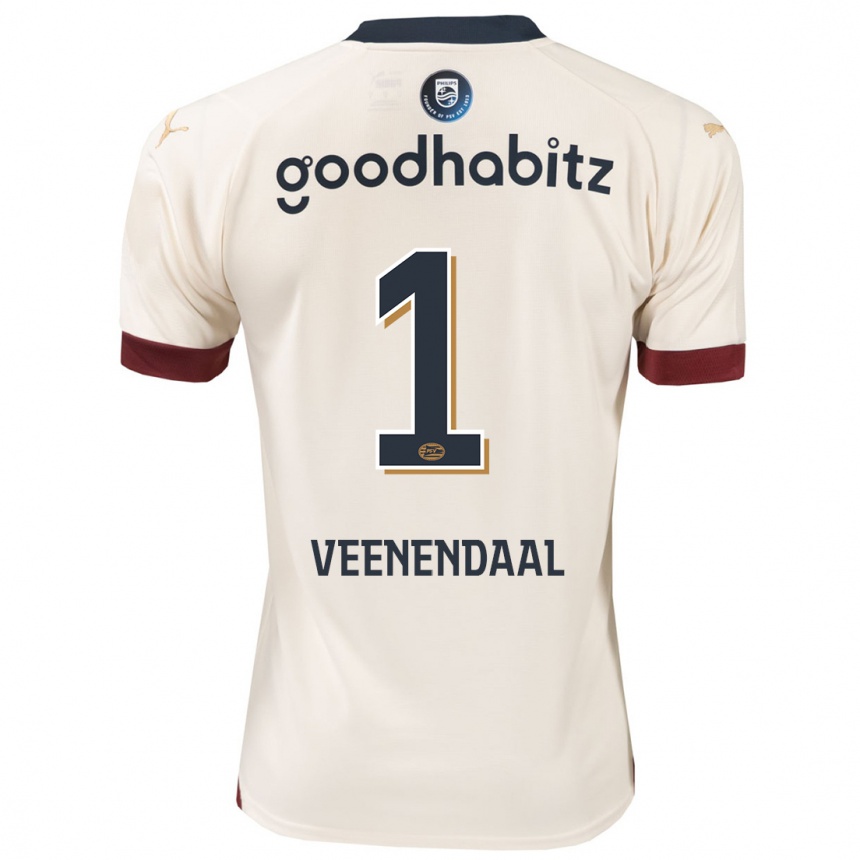 Niño Fútbol Camiseta Sari Van Veenendaal #1 Blanquecino 2ª Equipación 2023/24