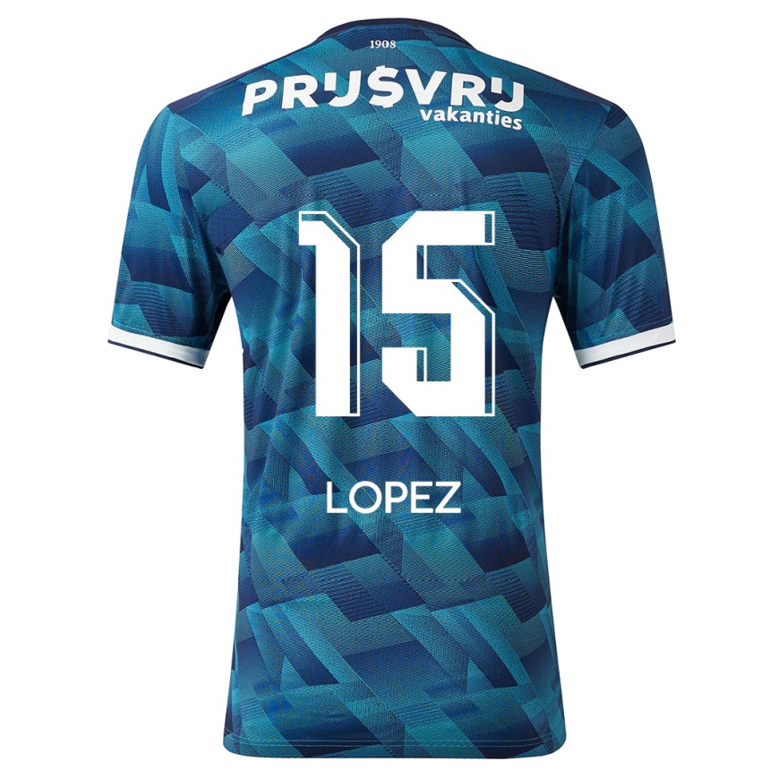 Niño Fútbol Camiseta Marcos López #15 Azul 2ª Equipación 2023/24